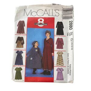 Y2K McCalls 2880 Girls Dress Pattern 8 Looks In 1 Sizes 10-12-14 7 Pieces CUT